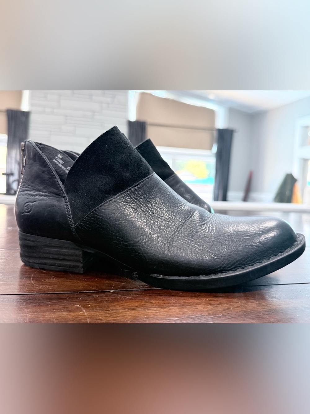 black leather and suede Born Karava Bootie, 8